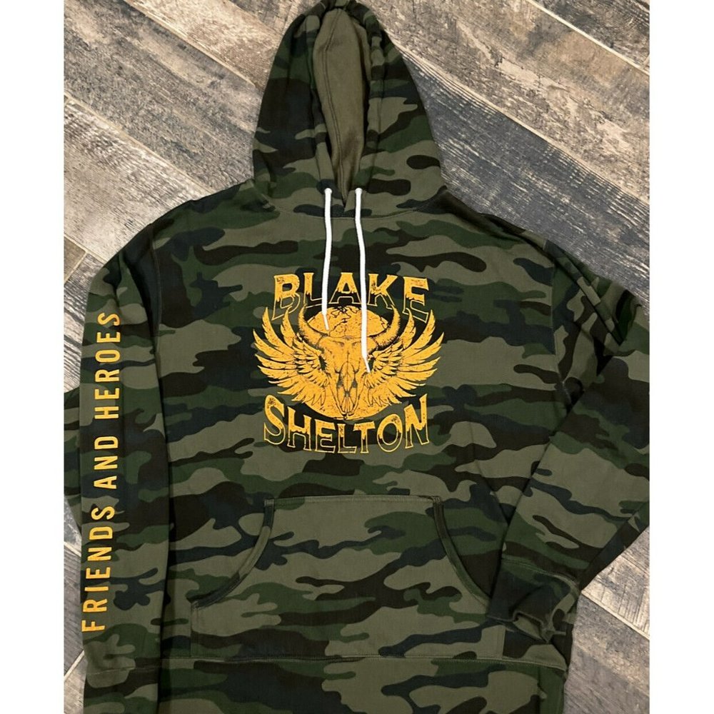 Blake Shelton Independent Friends Heroes Camouflage Fleece Pullover Hoodie XL‎